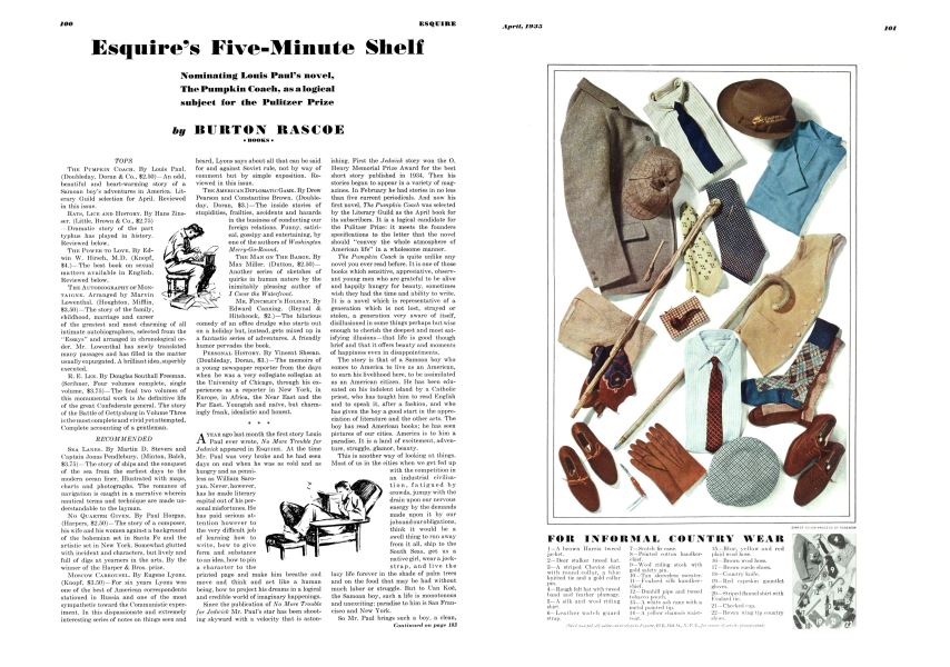 Esquire’s Five-minute Shelf | Esquire | APRIL 1935