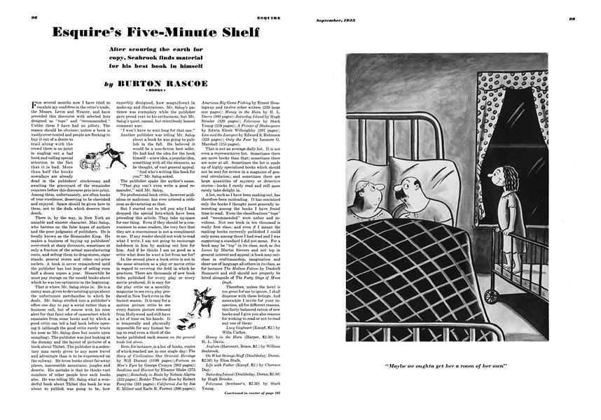 Esquire's Five-minute Shelf | Esquire | SEPTEMBER 1935