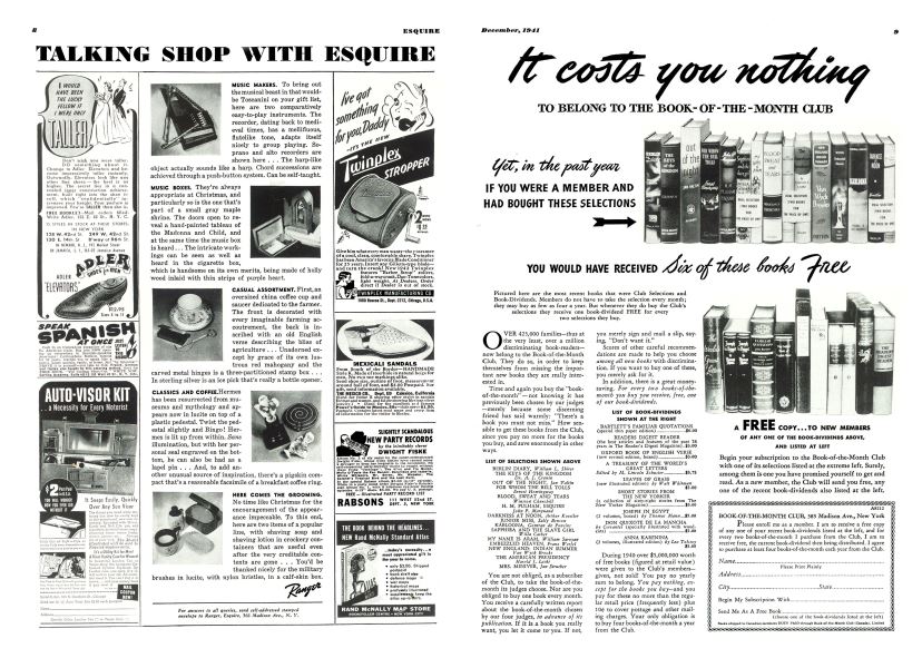 Book of the month club esquire december 1941