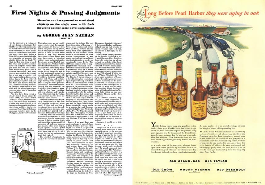 First Nights & Passing Judgments | Esquire | JUNE 1943