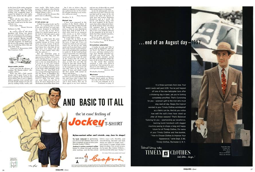 Advertisement: Jockey T-SHIRT | Esquire | JUNE, 1954