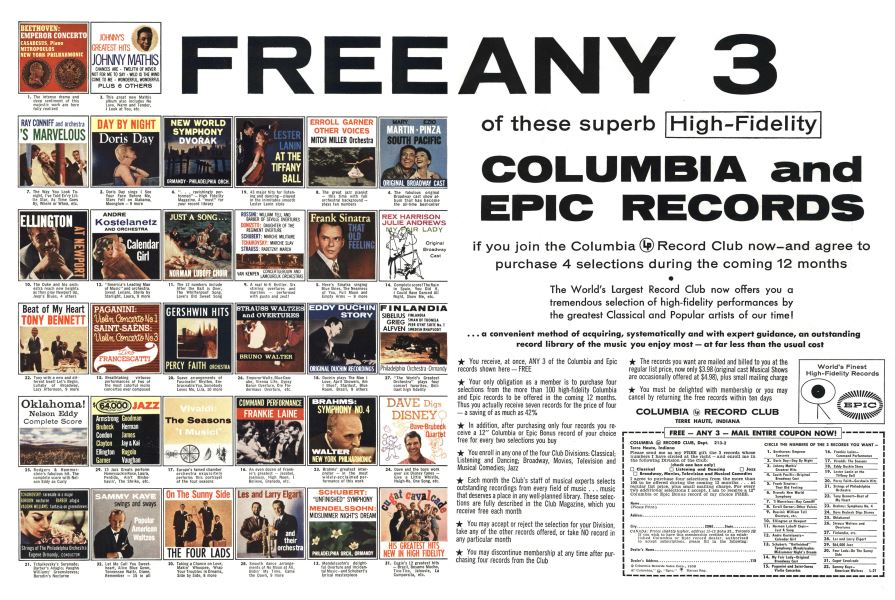 Columbia Record Club Esquire OCTOBER, 1958