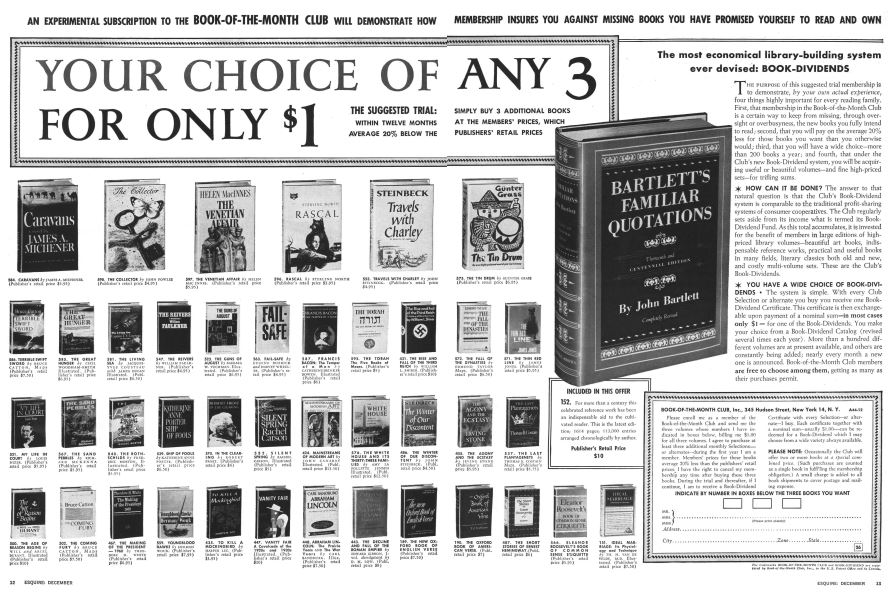 BOOKOFTHEMONTH CLUB, Inc. Esquire December 1963