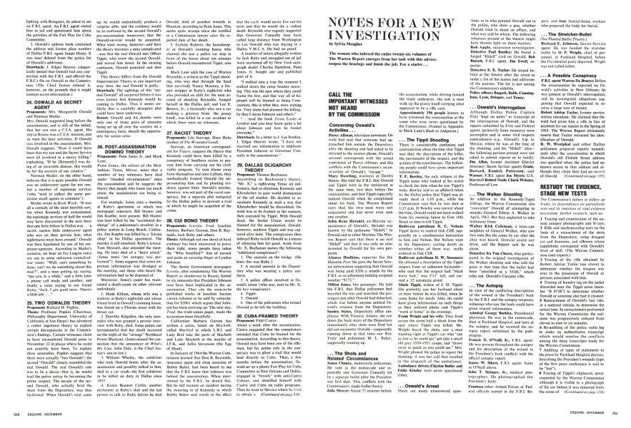 Notes for a New Investigation
