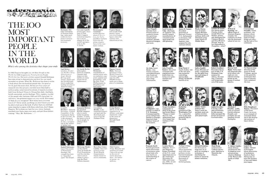 THE 100 MOST IMPORTANT PEOPLE IN THE WORLD Esquire APRIL 1970