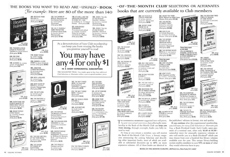 BOOKOFTHEMONTH CLUB, INC. Esquire OCTOBER 1972