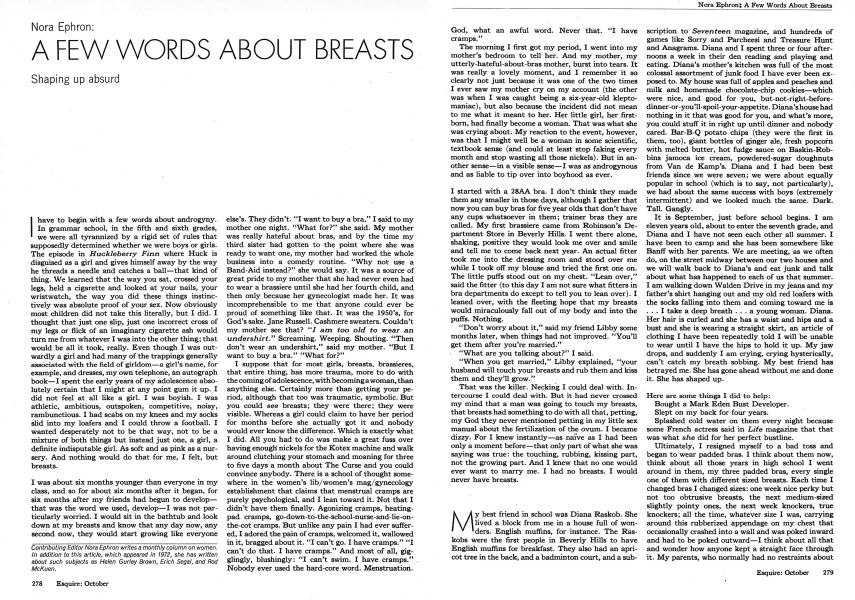 A Few Words About Breasts - Nora Ephron 1972 Essay About Breasts