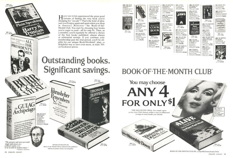 BOOKOFTHEMONTH CLUB, INC. Esquire AUGUST 1974