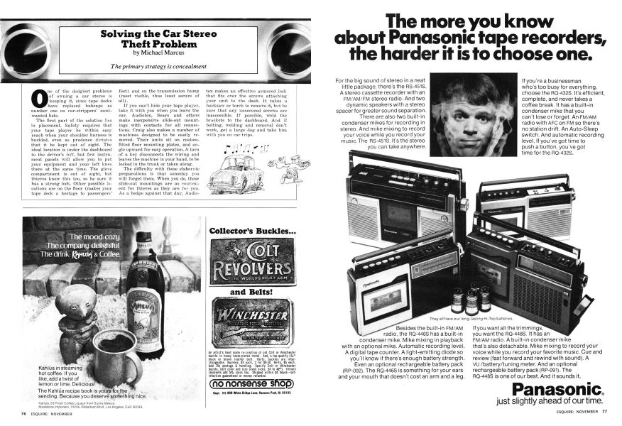 Solving the Car Stereo Theft Problem Esquire NOVEMBER 1974