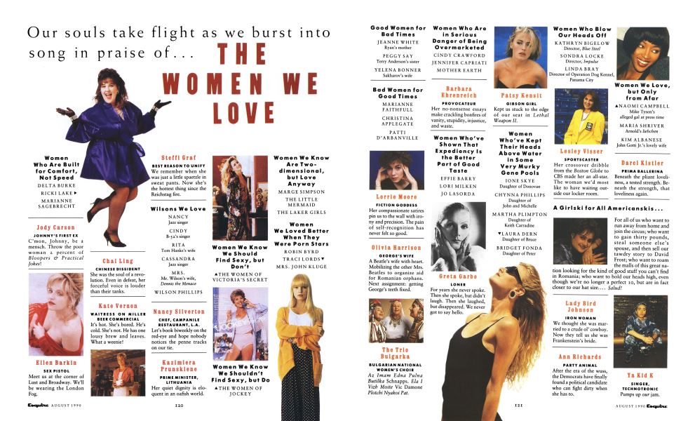 The Women We Love | Esquire | AUGUST 1990