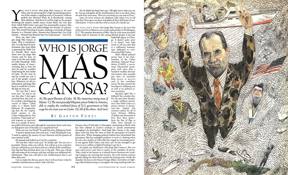 Who Is Jorge Mas Canosa? | Esquire | JANUARY 1993