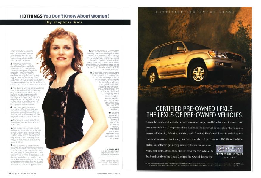 Esquire oct 2002 Women We Love 10 Things You Don't Know About