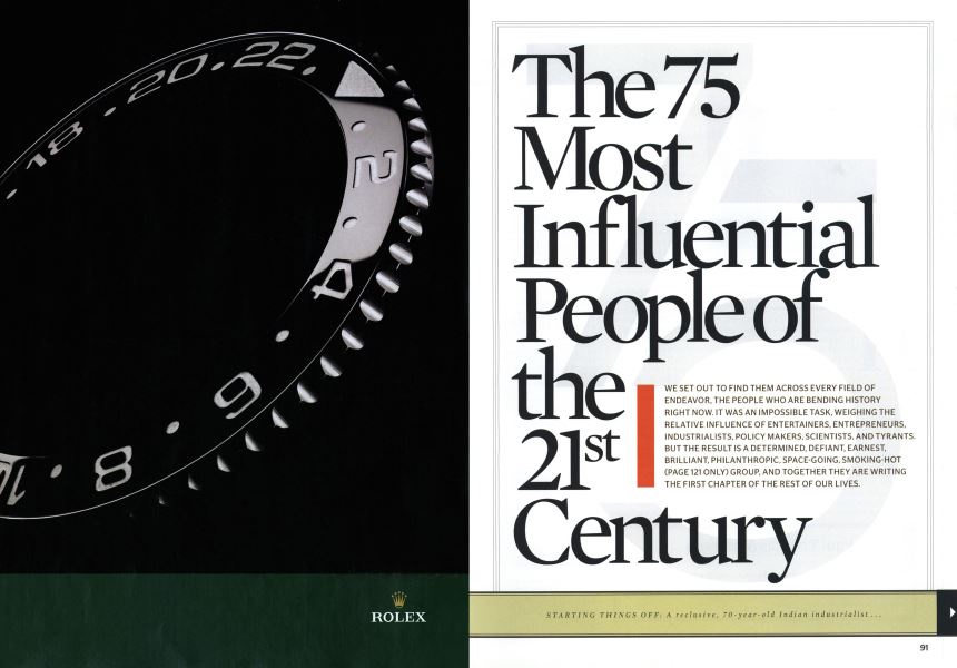 The 75 Most Influential People of the 21st Century | Esquire | OCTOBER 2008