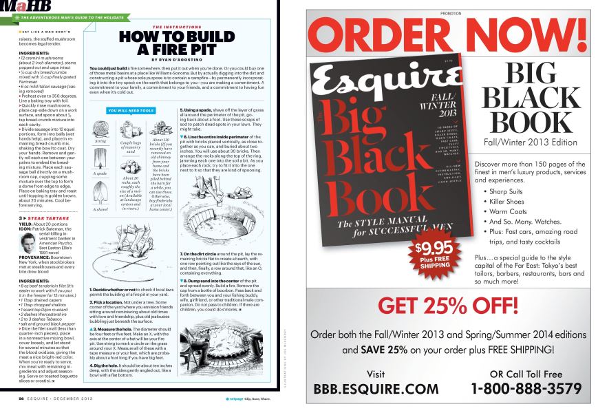 The Instructions How To Build A Fire Pit Esquire December 2013