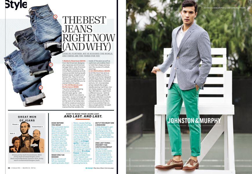 THE BEST JEANS RIGHT NOW (AND WHY) | Esquire | MARCH 2014