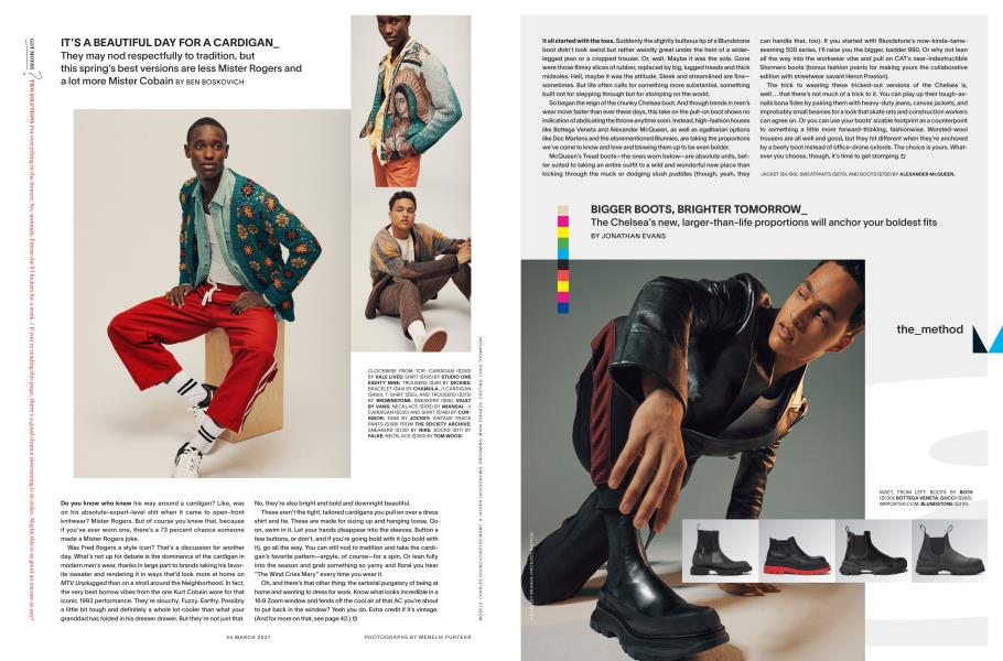 BIGGER BOOTS, BRIGHTER TOMORROW | Esquire | MARCH 2021